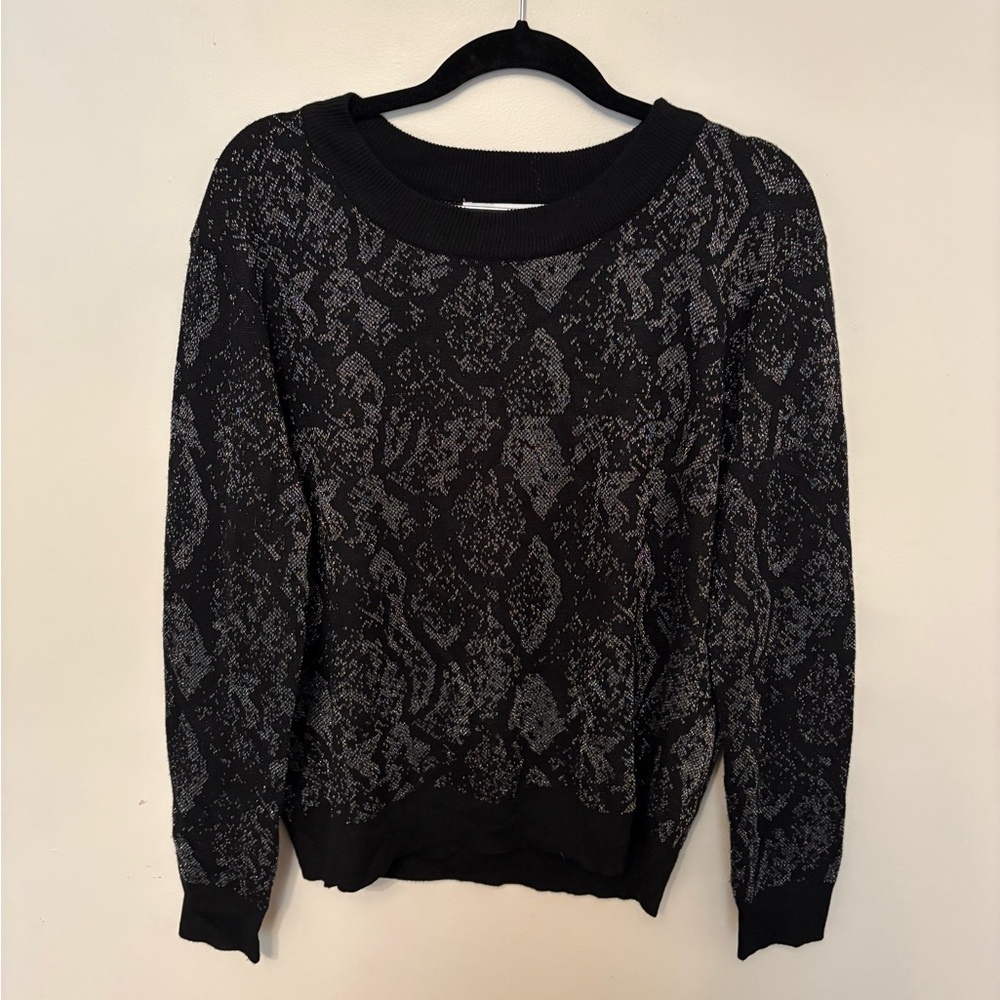 John + Jenn Black and Silver Knit Sweater